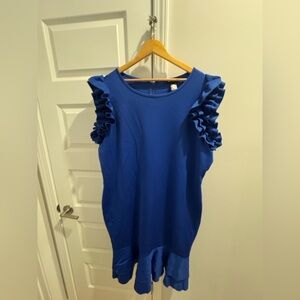 Ashley Stewart Vibrant Blue Ruffle Sleeve Dress